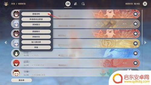 原神怎么查询游戏好友 如何查看原神好友的角色等级