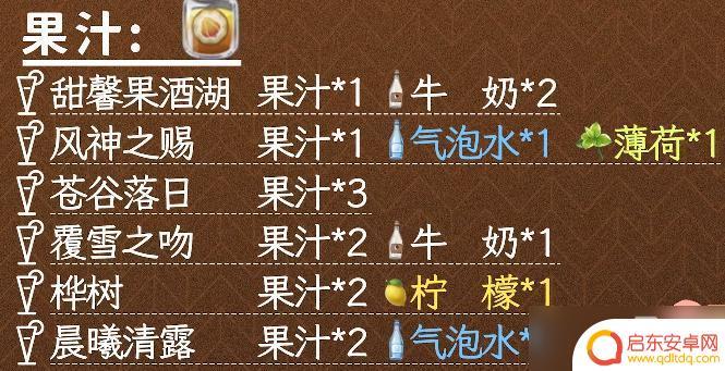 原神莉莎饮料 原神曲生酌微梦丽莎饮料的配方