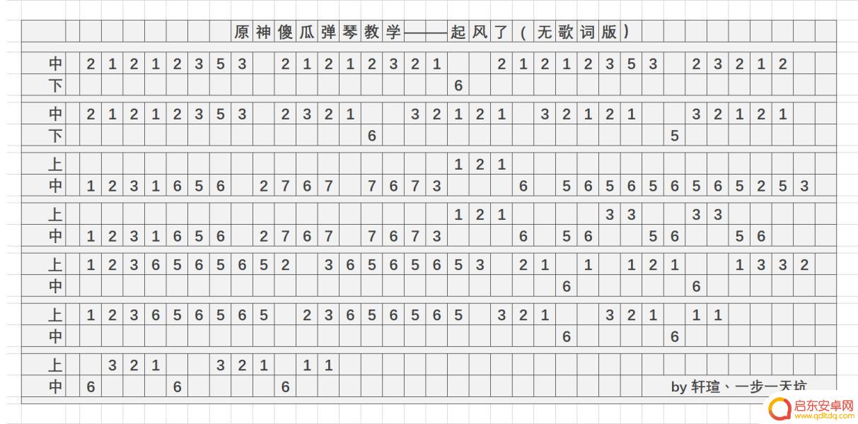 原神琴谱手机版起风了 原神起风了乐谱下载