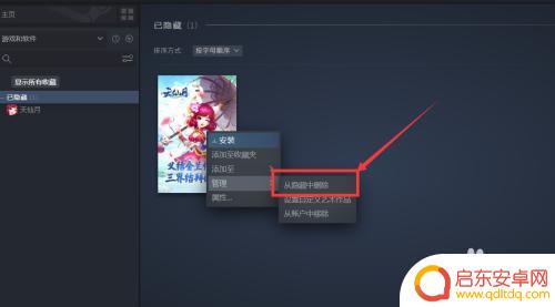 steam把游戏隐藏了怎么恢复 Steam游戏隐藏了怎么取消隐藏