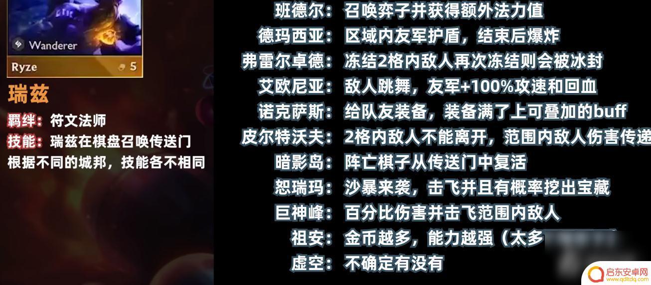 云顶之弈s9瑞兹所有技能 云顶之弈S9瑞兹羁绊技能效果