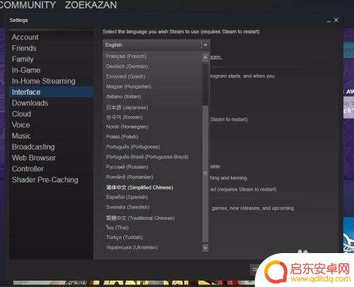steam变中午 Steam中文界面怎么调整