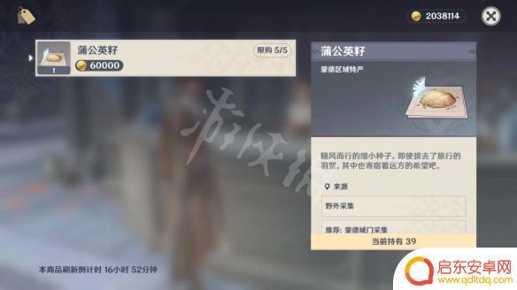 原神哪里能买蒲公英 原神蒲公英购买位置