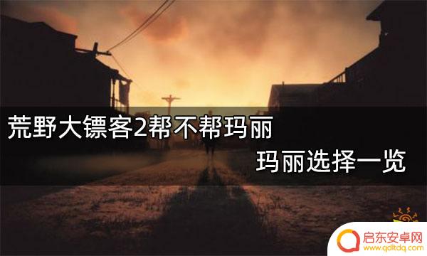 荒野大镖客 帮玛丽 荒野大镖客2玛丽选择一览