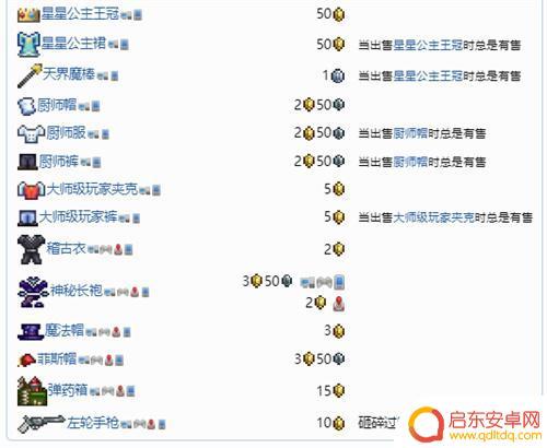 泰拉瑞亚旅商出售表 泰拉瑞亚旅商卖的建筑材料有哪些