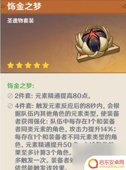 原神饰金之梦圣遗物适合谁 原神饰金之梦适合哪些角色使用
