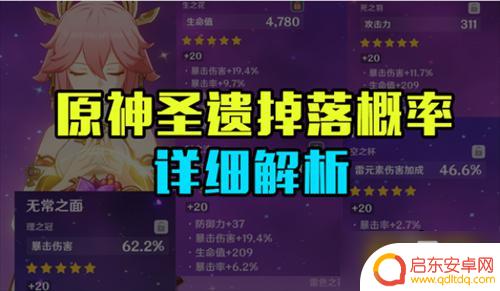 原神圣遗物出率 原神圣遗物掉落概率是多少