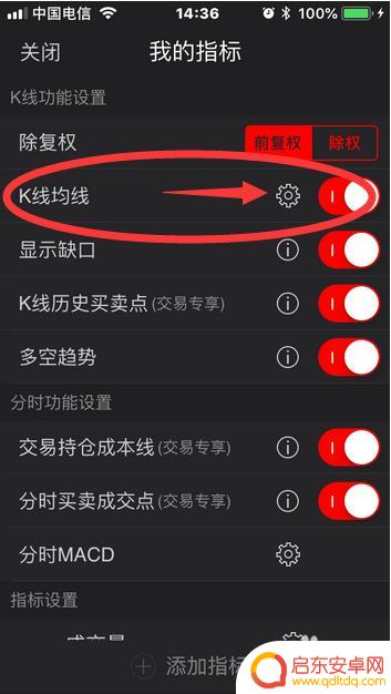 手机怎么去掉均线 手机同花顺K线均线显示设置