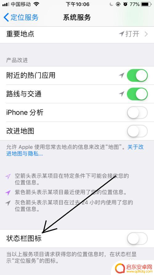 苹果手机怎么标记定位功能 iPhone状态栏中如何显示定位图标