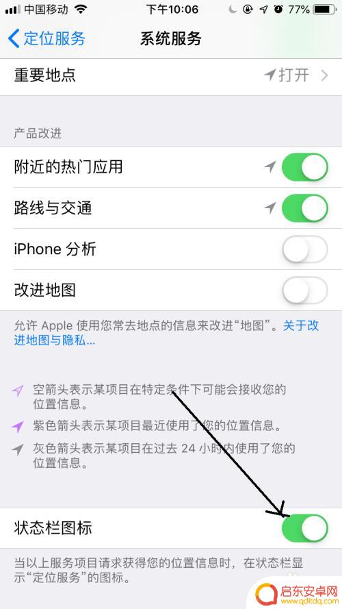苹果手机怎么标记定位功能 iPhone状态栏中如何显示定位图标