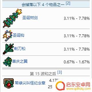 泰拉瑞亚冰霜月掉落奖励 泰拉瑞亚1.4霜月掉落物列表