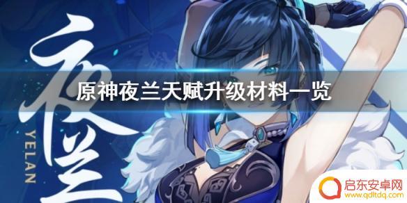 原神夜兰的升级材料 原神夜兰天赋升级需要哪些材料