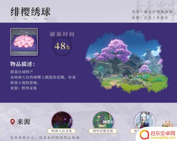 原神绫华材料位置 原神神里绫华突破材料采集地点